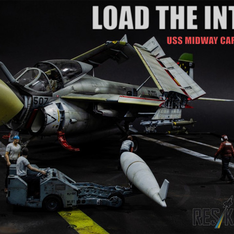 Realistic Carrier Deck Scene with an A-6 Intruder in 1/48 Scale