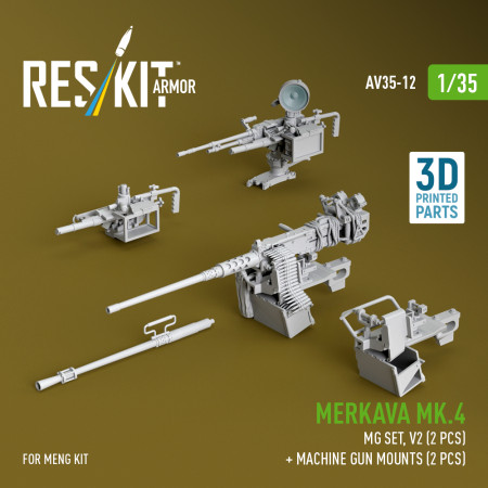 Shop Merkava Mk.4 MG set, V.2 (2 pcs) + Machine gun mounts (2 pcs) for Meng kit (3D Printed) (1/35) Scale Plastic Models Kits. Accessories and Resin Parts. Reskit online Store