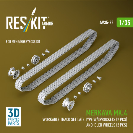 Купити Merkava Mk.4 набір робочих гусениць з ведучими колесами (2 шт.) та лінивцями (2 шт.) для набору Meng/HobbyBoss (3Д-друк) (1/35) Збірні пластикові моделі. Аксесуари та смоляні запчастини деталі. Інтернет магазин Reskit