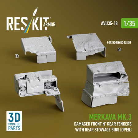 Merkava Mk.3 пошкоджені передні та задні крила із задніми відкритими ящиками для спорядження для набору HobbyBoss (3Д-друк) (1/35) Купити Merkava Mk.3 пошкоджені передні та задні крила із задніми відкритими ящиками для спорядження для набору HobbyBoss (3Д-друк) (1/35) Збірні пластикові моделі. Аксесуари та смоляні запчастини деталі. Інтернет магазин Reskit