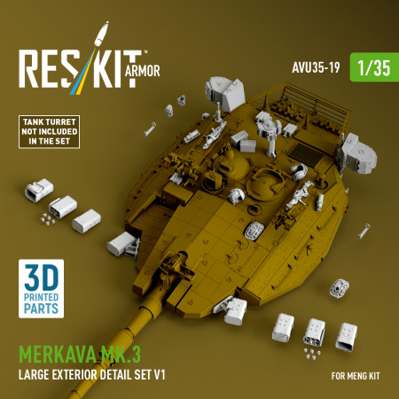 Shop Merkava Mk.3 large exterior detail set V1 for Meng kit (3D Printed) (1/35) Scale Plastic Models Kits. Accessories and Resin Parts. Reskit online Store