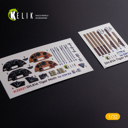 Shop DH.81A Tiger Moth - Interior 3D Decal for ICM kit (1/32) Scale Plastic Models Kits. Accessories and Resin Parts. Reskit online Store