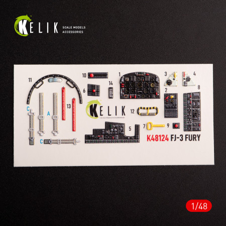 Купити FJ-3 - 3D-декалі для інтер'єру для набору Zimi Model/KittyHawk (1/48) Збірні пластикові моделі. Аксесуари та смоляні запчастини деталі. Інтернет магазин Reskit