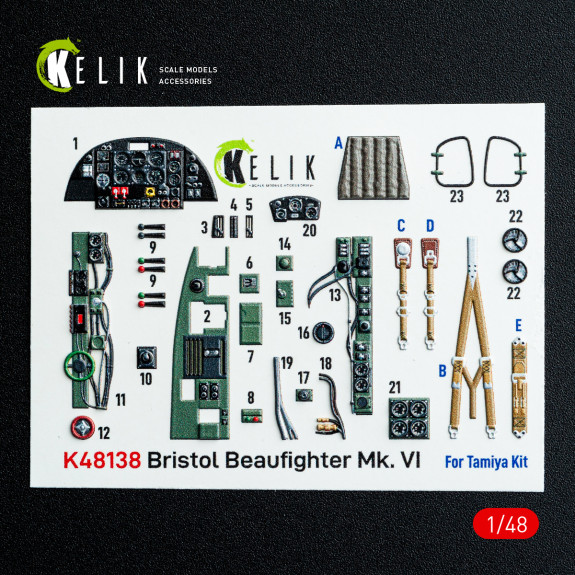 Shop Bristol Beaufighter Mk.VI - interior 3D decals for Tamiya kit (1/48) Scale Plastic Models Kits. Accessories and Resin Parts. Reskit online Store
