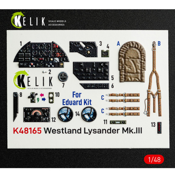 Westland Lysander Mk.III - interior 3D decals for Eduard kit (1/48) Shop Westland Lysander Mk.III - interior 3D decals for Eduard kit (1/48) Scale Plastic Models Kits. Accessories and Resin Parts. Reskit online Store