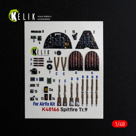 Купити Spitfire TR.9 – 3D-декалі інтер’єру для набору Airfix (1/48) Збірні пластикові моделі. Аксесуари та смоляні запчастини деталі. Інтернет магазин Reskit