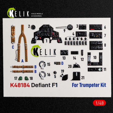 Defiant F1 - interior 3D decals for Trumpeter kit (1/48) Shop Defiant F1 - interior 3D decals for Trumpeter kit (1/48) Scale Plastic Models Kits. Accessories and Resin Parts. Reskit online Store