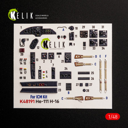 He-111 H-16 - interior 3D decals for ICM kit (1/48) Shop He-111 H-16 - interior 3D decals for ICM kit (1/48) Scale Plastic Models Kits. Accessories and Resin Parts. Reskit online Store