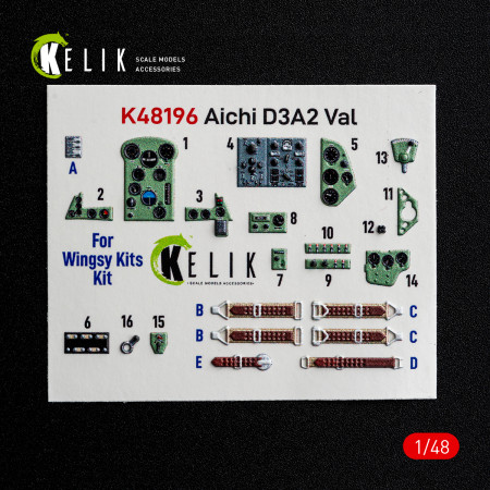 Shop Aichi D3A2 Val - interior 3D decals for Wingsy Kits kit (1/48) Scale Plastic Models Kits. Accessories and Resin Parts. Reskit online Store