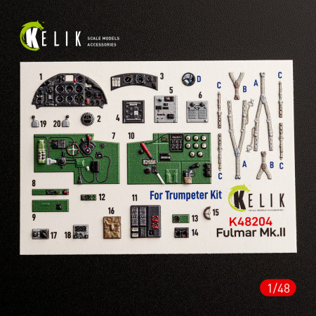 Fulmar Mk.II - 3D-декалі для інтер'єру набору Trumpeter (1/48) Купити Fulmar Mk.II - 3D-декалі для інтер'єру набору Trumpeter (1/48) Збірні пластикові моделі. Аксесуари та смоляні запчастини деталі. Інтернет магазин Reskit