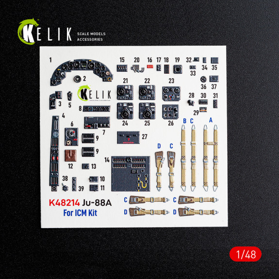 Shop Ju-88A - interior 3D decals for ICM kit (1/48) Scale Plastic Models Kits. Accessories and Resin Parts. Reskit online Store