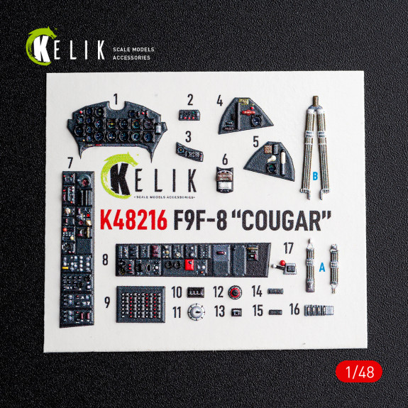 F9F-8 "COUGAR" - interior 3D decals for KittyHawk/Zimi model kit (1/48) Shop F9F-8 "COUGAR" - interior 3D decals for KittyHawk/Zimi model kit (1/48) Scale Plastic Models Kits. Accessories and Resin Parts. Reskit online Store