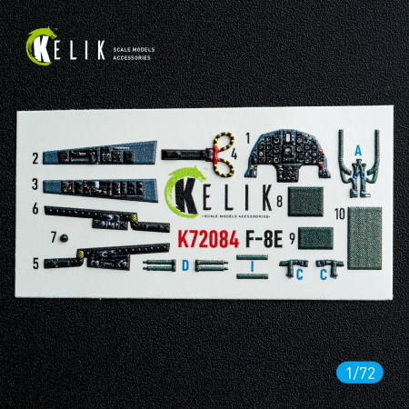 Купити F-8E Crusader - 3D-декалі для інтер'єру набору Academy (1/72) Збірні пластикові моделі. Аксесуари та смоляні запчастини деталі. Інтернет магазин Reskit