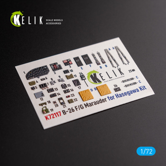 Shop B-26 F/G Marauder - interior  3D decals for Hasegawa kit (1/72) Scale Plastic Models Kits. Accessories and Resin Parts. Reskit online Store