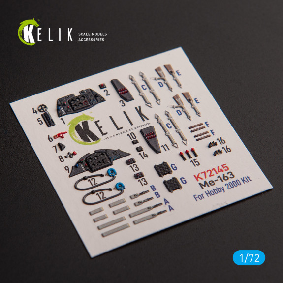 Shop Me 163 B/S Komet - interior 3D decals for Hobby 2000/Academy kit (1/72) Scale Plastic Models Kits. Accessories and Resin Parts. Reskit online Store