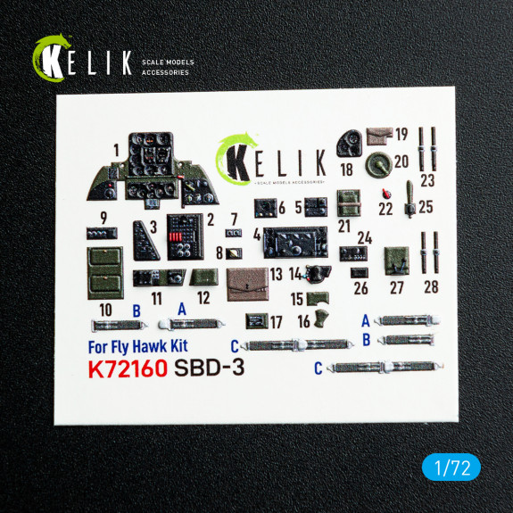 Shop SBD-3 Dauntless - interior 3D decals for FlyHawk kit (1/72) Scale Plastic Models Kits. Accessories and Resin Parts. Reskit online Store