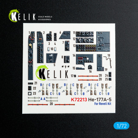Купити He-177A-5 - 3D-декалі інтер'єру для набору Revell (1/72) Збірні пластикові моделі. Аксесуари та смоляні запчастини деталі. Інтернет магазин Reskit