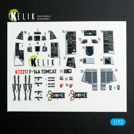 Shop F-14A Tomcat - interior 3D decals for HobbyBoss kit (1/72) Scale Plastic Models Kits. Accessories and Resin Parts. Reskit online Store