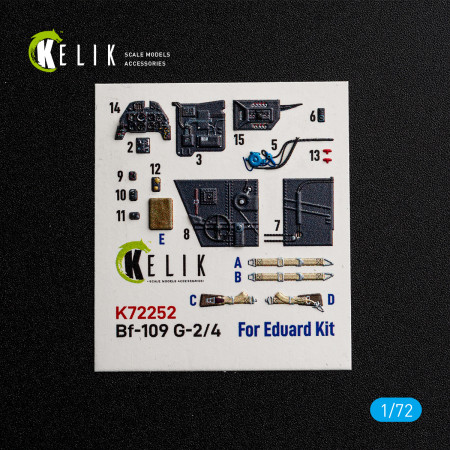 Bf-109 G-2/4 - interior 3D decals for Eduard kit (1/72) Shop Bf-109 G-2/4 - interior 3D decals for Eduard kit (1/72) Scale Plastic Models Kits. Accessories and Resin Parts. Reskit online Store