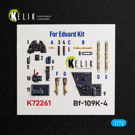Bf-109K-4 - interior 3D decals for Eduard kit (1/72) Shop Bf-109K-4 - interior 3D decals for Eduard kit (1/72) Scale Plastic Models Kits. Accessories and Resin Parts. Reskit online Store