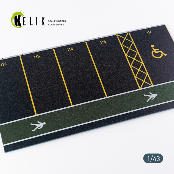 Shop Supermarket Parking  type 1  Base - Acrylic 3 mm (180 x 357 mm)  (210 g) (1/43) Scale Plastic Models Kits. Accessories and Resin Parts. Reskit online Store