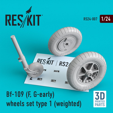 Shop Bf-109 (F, G-early) wheels set type 1 (weighted) (1/24) Scale Plastic Models Kits. Accessories and Resin Parts. Reskit online Store