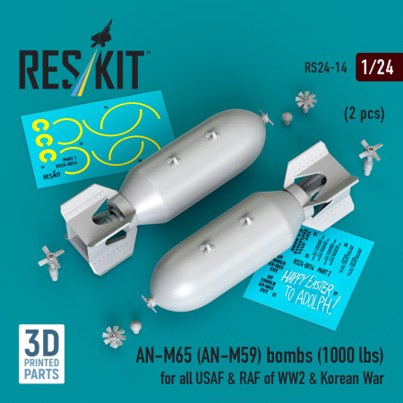 Shop AN-M65 (AN-M59) bombs (1000 lbs) for all USAF & RAF of WW2 & Korean War (2 pcs) (3D Printed) (1/24) Scale Plastic Models Kits. Accessories and Resin Parts. Reskit online Store