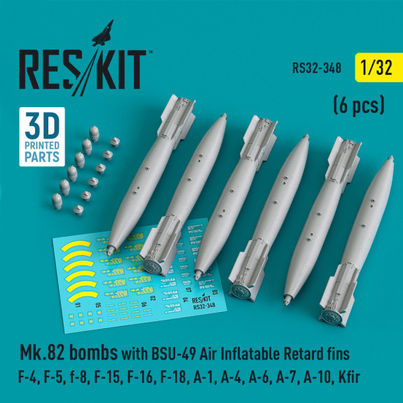 Shop Mk.82 bombs with BSU-49 Air Inflatable Retard fins (6 pcs) (1/32) Scale Plastic Models Kits. Accessories and Resin Parts. Reskit online Store