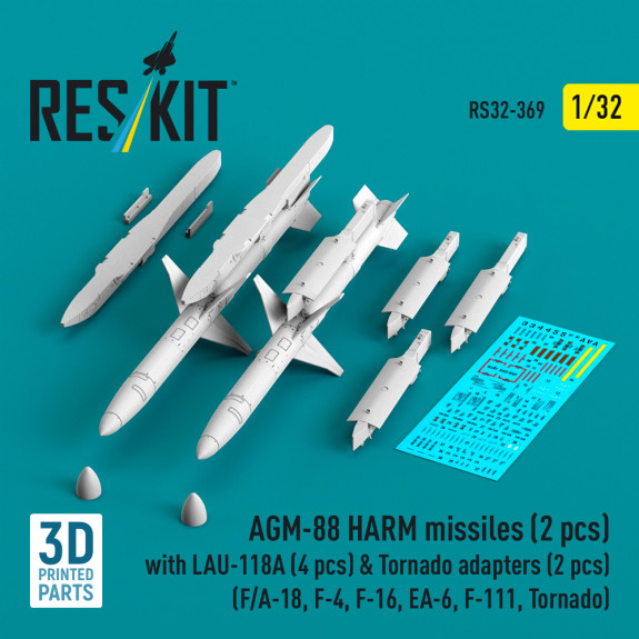 AGM-88 HARM missiles (2 pcs) with LAU-118A (4 pcs) & Tornado adapters (2 pcs) (F/A-18, F-4, F-16, EA-6, F-111, Tornado) (3D Printed) (1/32) Shop AGM-88 HARM missiles (2 pcs) with LAU-118A (4 pcs) & Tornado adapters (2 pcs) (F/A-18, F-4, F-16, EA-6, F-111, Tornado) (3D Printed) (1/32) Scale Plastic Models Kits. Accessories and Resin Parts. Reskit online Store