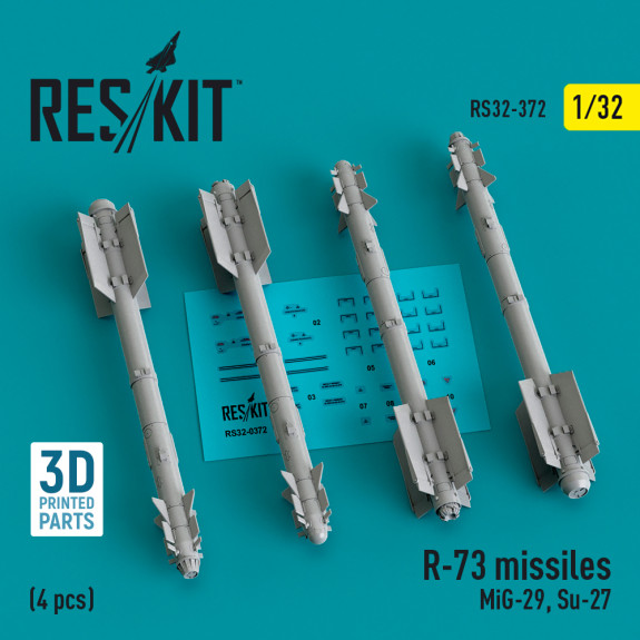 Shop R-73 missiles (4 pcs) (MiG-29, Su-27) (3D Printed) (1/32) Scale Plastic Models Kits. Accessories and Resin Parts. Reskit online Store