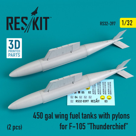Shop 450 gal wing fuel tanks with pylons for F-105 "Thunderchief" (2 pcs) (1/32) Scale Plastic Models Kits. Accessories and Resin Parts. Reskit online Store