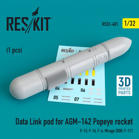 Shop Data Link pod for AGM-142 Popeye rocket (F-15, F-16, F-4, Mirage 2000, F-111) (1/32) Scale Plastic Models Kits. Accessories and Resin Parts. Reskit online Store