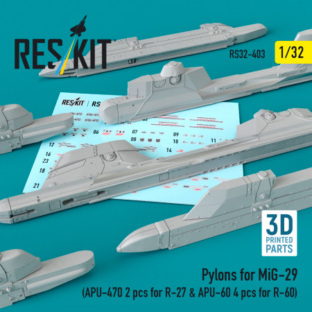 Shop Pylons for MiG-29 (APU-470 2 pcs for R-27 & APU-60 4 pcs for R-60) (3D Printed) (1/32) Scale Plastic Models Kits. Accessories and Resin Parts. Reskit online Store