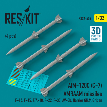 Shop AIM-120C (C-7) AMRAAM missiles (4 pcs) (3D Printed) (1/32) Scale Plastic Models Kits. Accessories and Resin Parts. Reskit online Store