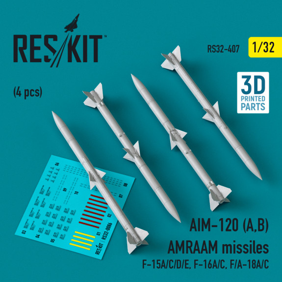 Shop AIM-120 (A,B) AMRAAM missiles (4 pcs) (3D Printed) (1/32) Scale Plastic Models Kits. Accessories and Resin Parts. Reskit online Store