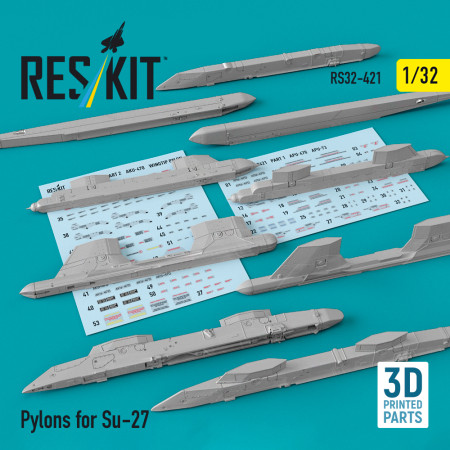 Shop Pylons for Su-27 (3D Printed) (1/32) Scale Plastic Models Kits. Accessories and Resin Parts. Reskit online Store