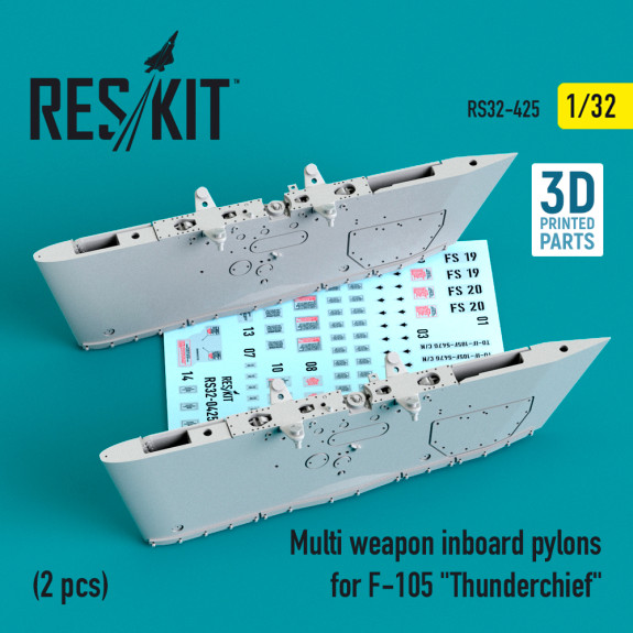 Shop Multi weapon inboard pylons for F-105 "Thunderchief" (2 pcs) (3D Printed) (1/32) Scale Plastic Models Kits. Accessories and Resin Parts. Reskit online Store