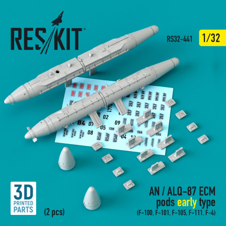 Shop AN/ALQ-87 ECM pods early type (2 pcs) (F-100, F-101, F-105, F-111, F-4) (3D Printed) (1/32) Scale Plastic Models Kits. Accessories and Resin Parts. Reskit online Store
