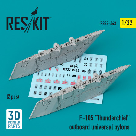 Shop F-105 "Thunderchief" outboard universal pylons (2 pcs) (3D Printed) (1/32) Scale Plastic Models Kits. Accessories and Resin Parts. Reskit online Store