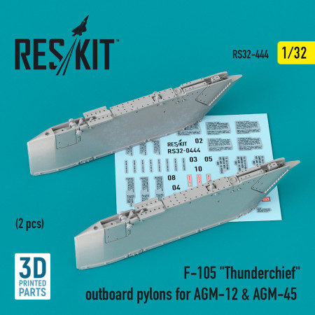 Shop F-105 "Thunderchief" outboard AGM-12 & AGM-45 pylons (2 pcs) (3D Printed) (1/32) Scale Plastic Models Kits. Accessories and Resin Parts. Reskit online Store