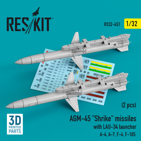 Shop AGM-45 "Shrike" missiles with LAU-34 launcher (2 pcs) (3D Printed) (1/32) Scale Plastic Models Kits. Accessories and Resin Parts. Reskit online Store
