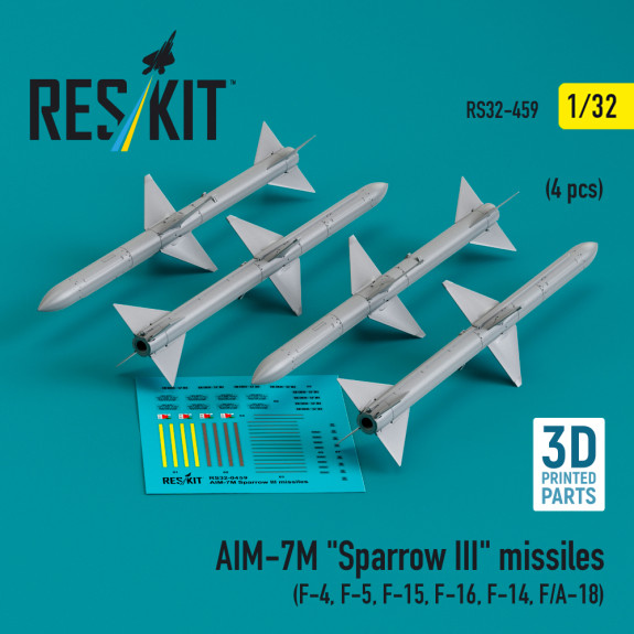 Shop AIM-7M "Sparrow III" missiles (4 pcs) (3D Printed) (1/32) Scale Plastic Models Kits. Accessories and Resin Parts. Reskit online Store