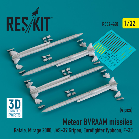 Shop Meteor BVRAAM missiles (4 pcs) (3D Printed) (1/32) Scale Plastic Models Kits. Accessories and Resin Parts. Reskit online Store