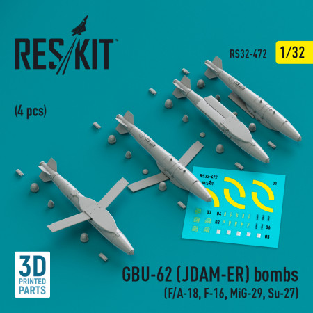 GBU-62 (JDAM-ER) bombs (4 pcs) (3D Друк) (1/32) Купити GBU-62 (JDAM-ER) bombs (4 pcs) (3D Друк) (1/32) Збірні пластикові моделі. Аксесуари та смоляні запчастини деталі. Інтернет магазин Reskit