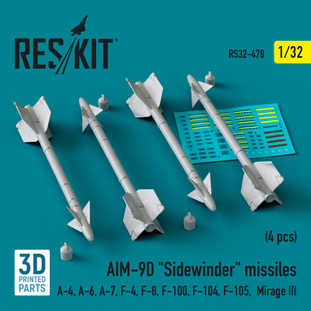 AIM-9D "Sidewinder" missiles (4 pcs) (3D Printed) (1/32) Shop AIM-9D "Sidewinder" missiles (4 pcs) (3D Printed) (1/32) Scale Plastic Models Kits. Accessories and Resin Parts. Reskit online Store