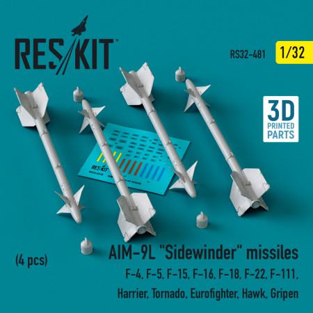 Shop AIM-9L "Sidewinder" missiles (4 pcs) (3D Printed) (1/32) Scale Plastic Models Kits. Accessories and Resin Parts. Reskit online Store