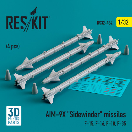 Shop AIM-9X "Sidewinder" missiles (4 pcs) (3D Printed) (1/32) Scale Plastic Models Kits. Accessories and Resin Parts. Reskit online Store