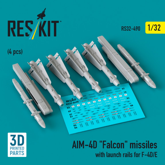 Shop AIM-4D "Falcon" missiles with launch rails for F-4D/E (4 pcs) (3D Printed) (1/32) Scale Plastic Models Kits. Accessories and Resin Parts. Reskit online Store