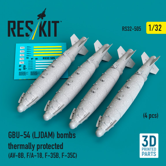 Shop GBU-54 (LJDAM) bombs thermally protected (4 pcs) (3D Printed) (1/32) Scale Plastic Models Kits. Accessories and Resin Parts. Reskit online Store