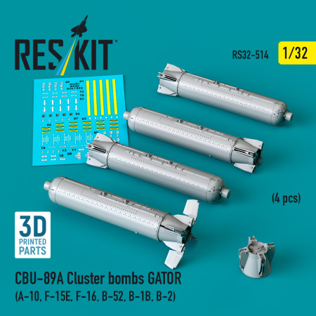 CBU-89A cluster bombs GATOR (4 pcs) (3D Printed) (1/32) Shop CBU-89A cluster bombs GATOR (4 pcs) (3D Printed) (1/32) Scale Plastic Models Kits. Accessories and Resin Parts. Reskit online Store